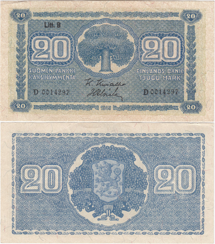 20 Markkaa 1945 Litt.B D0014297